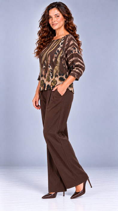 Bluza dama maro cu insertie imprimeu animal print [3]