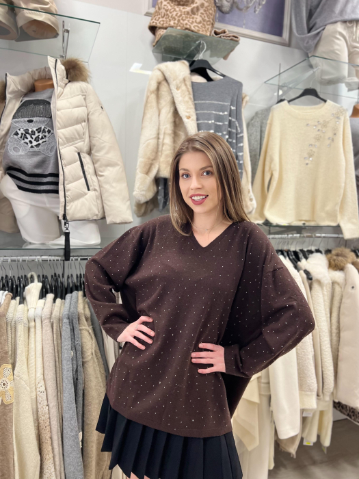 Bluza dama maro cu sclipici si anchior
