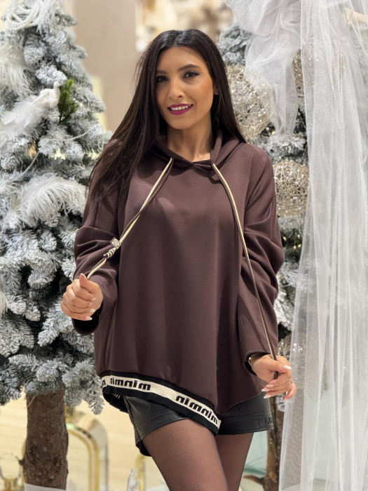 Bluza dama maro tip hanorac asimetrica [3]