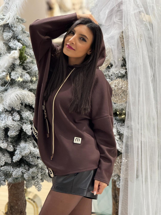 Bluza dama maro tip hanorac asimetrica [2]