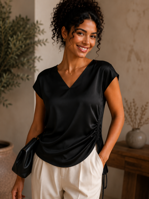 Bluza dama neagra cu anchior si snur pe lateral [2]