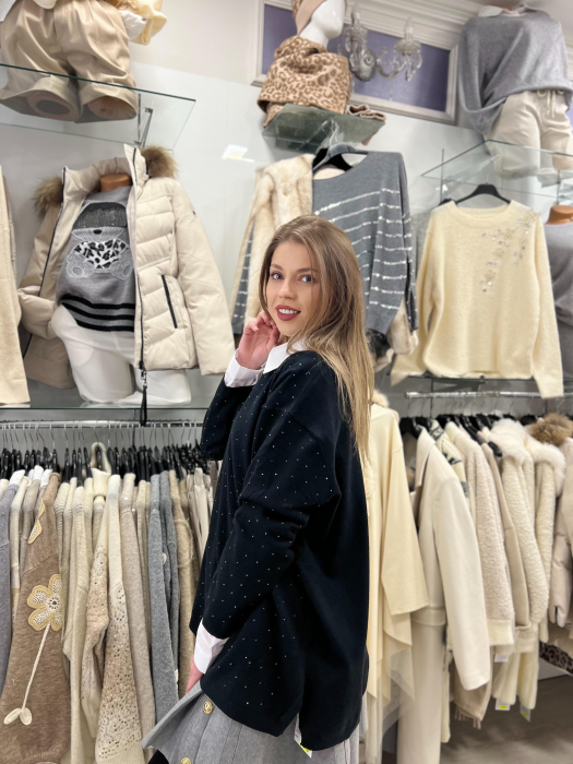 Bluza dama neagra cu sclipici si anchior [2]