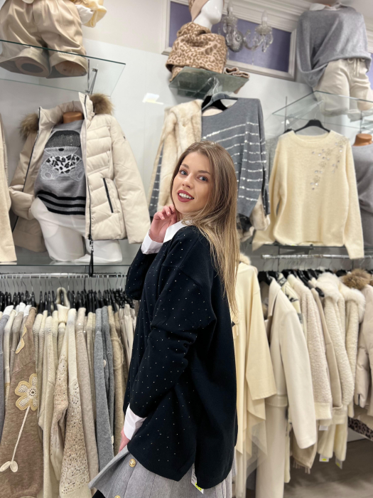 Bluza dama neagra cu sclipici si anchior [3]