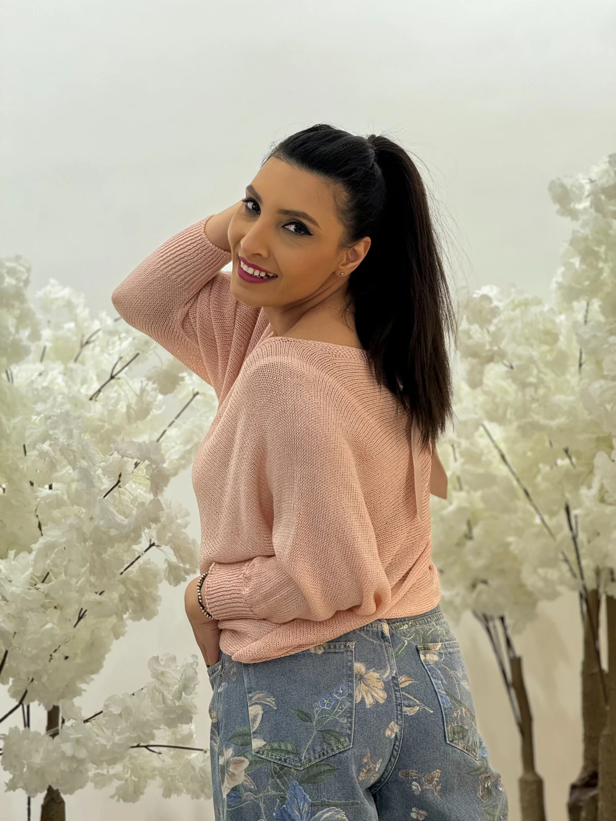 Bluza dama roz cu fundița la spate [4]