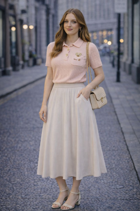 Bluza dama roz somon cu guler si ursulet