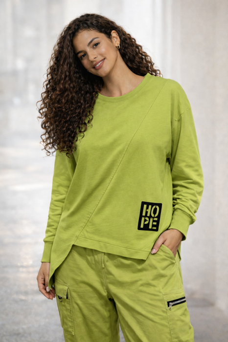 Bluza dama verde asimetrica cu guler rotund hope [2]