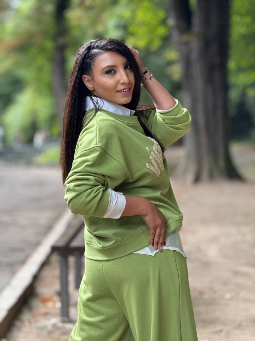 Bluza dama verde cu print VINTAGE [3]