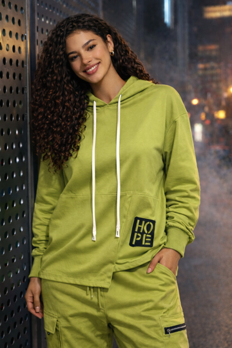 Bluza dama verde tip hanorac hope [3]