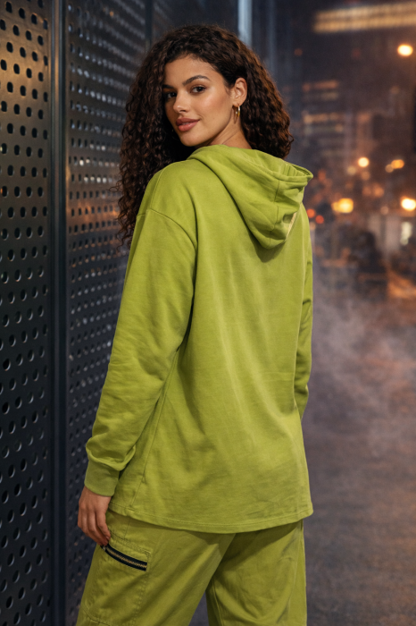 Bluza dama verde tip hanorac hope [4]
