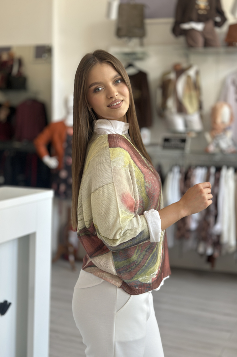 Bluza dama visinie tip fluture cu imprimeu marmorat [3]