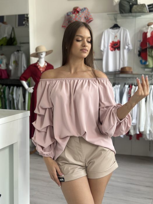 Bluza roz cu maneca bufanta