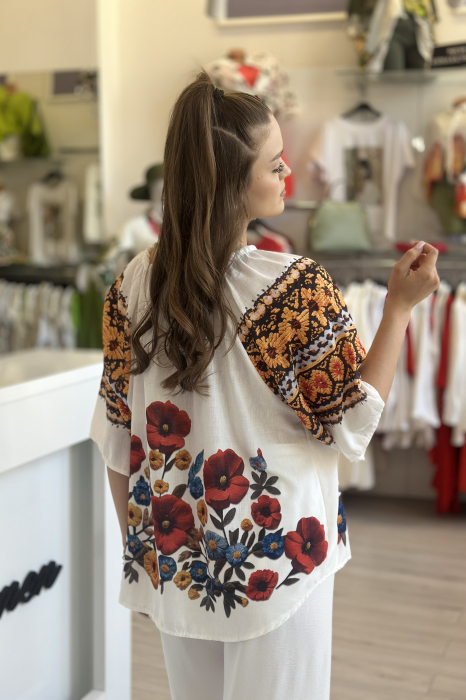 Bluza tip ie cu maneca trei sfert si imprimeu portocaliu [4]