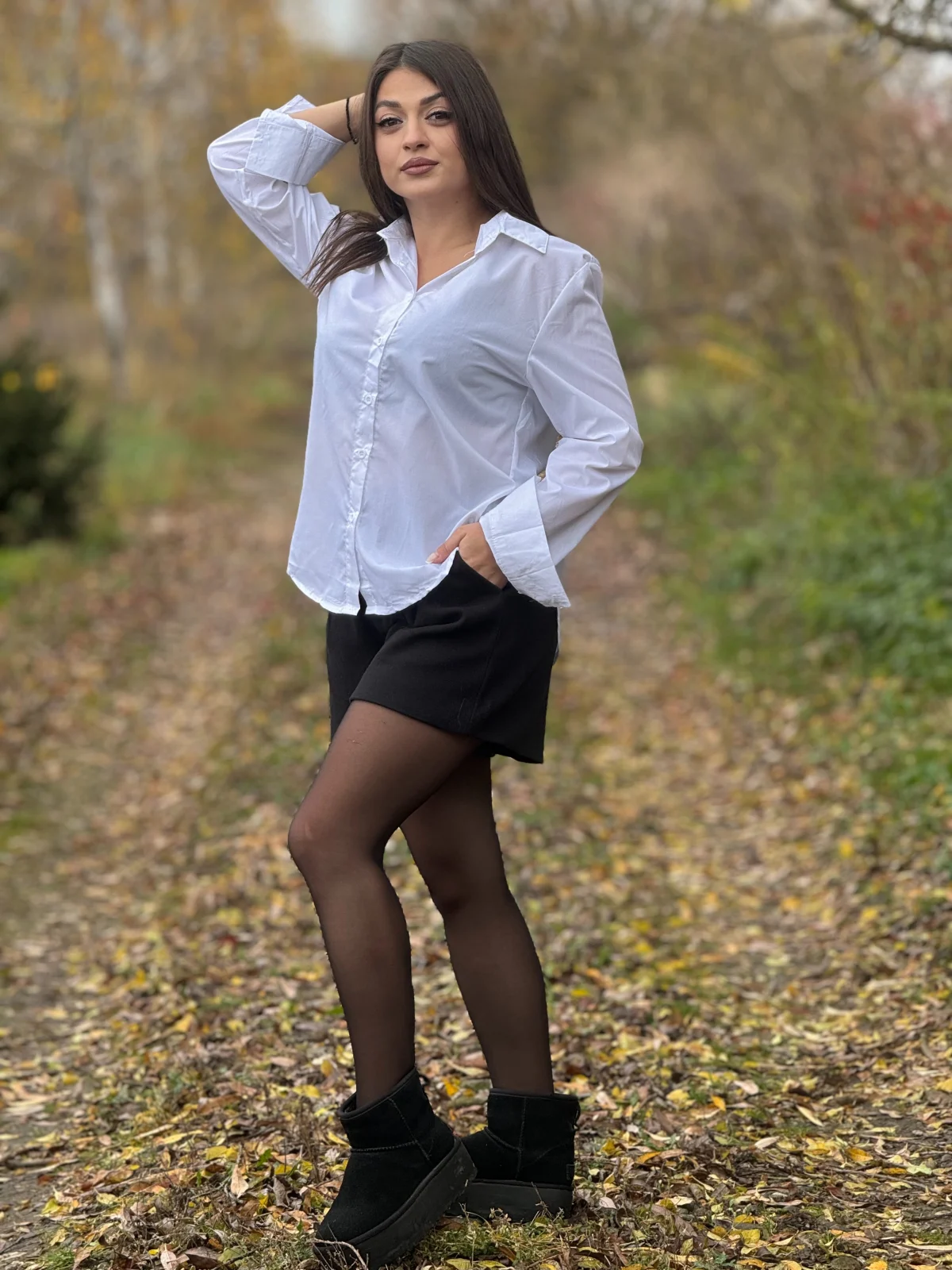 Camasa dama alba clasica din bumbac [2]