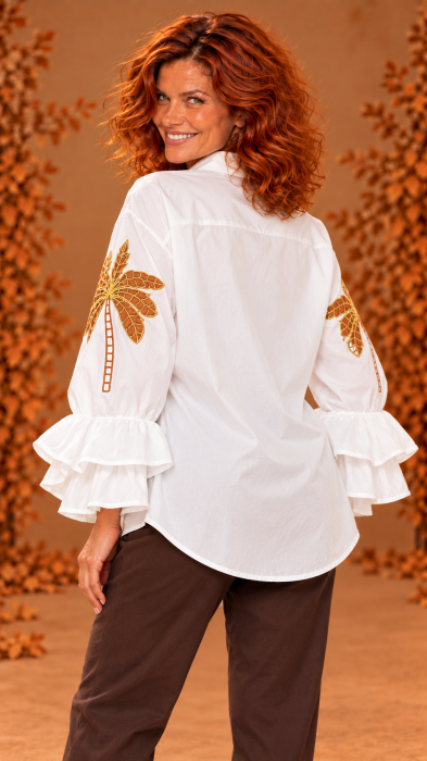 Camasa dama alba cu broderie palmier [3]