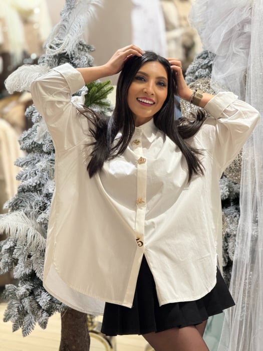 Camasa dama alba din bumbac cu brose detasabile [2]