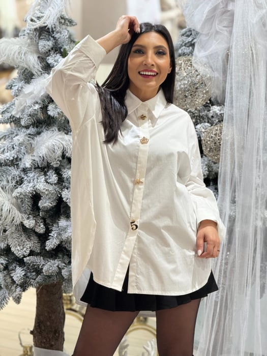 Camasa dama alba din bumbac cu brose detasabile [3]