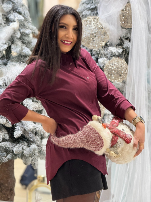 Camasa dama din bumbac bordo [5]