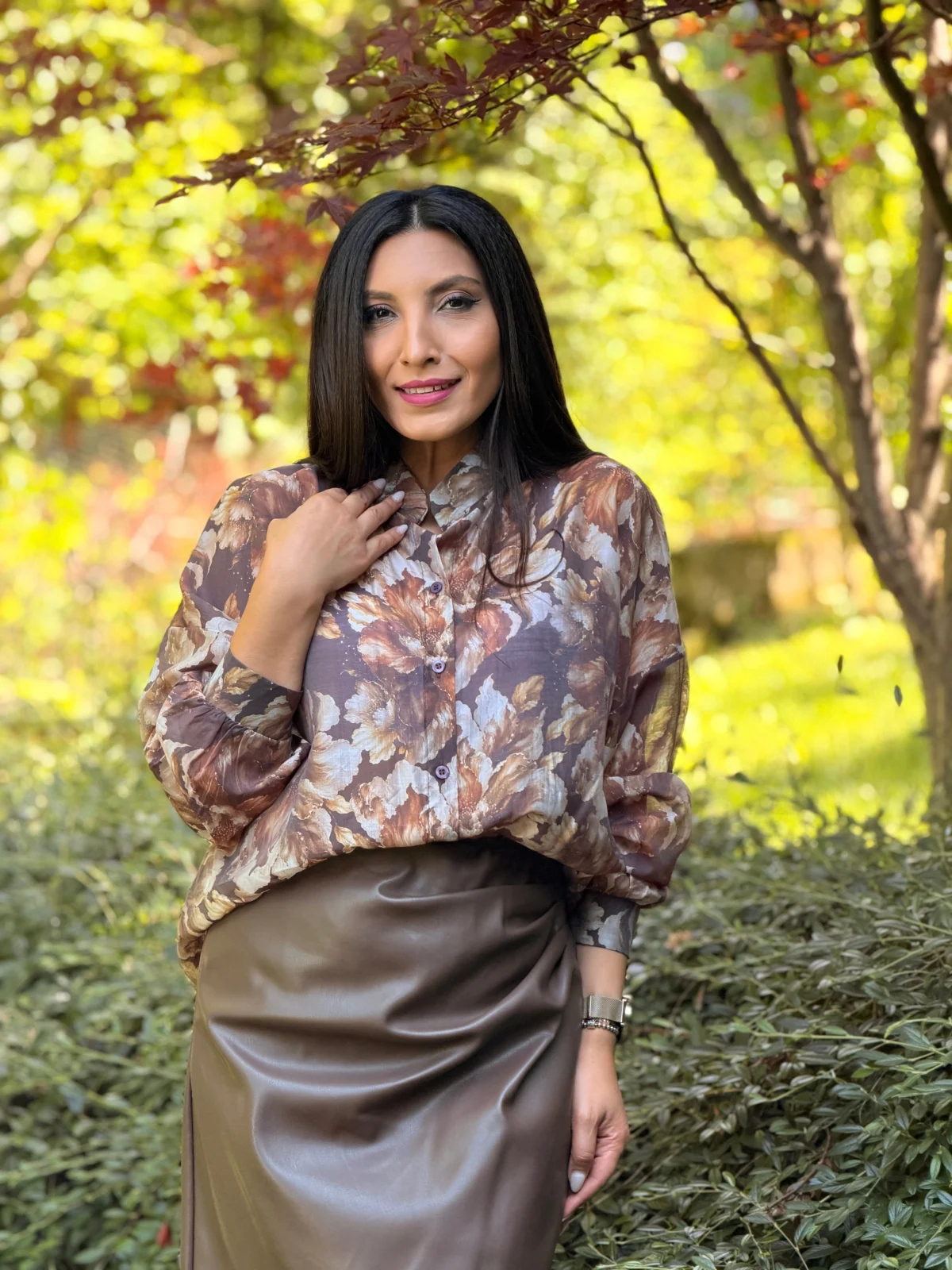 Camasa dama maro cu imprimeu floral [2]