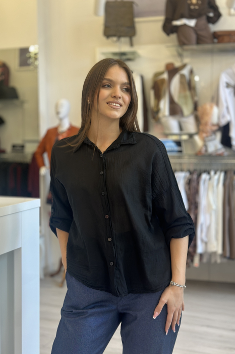 Camasa dama neagra din bumbac [2]