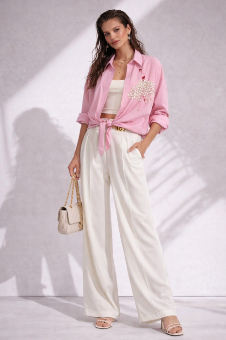 Camasa dama roz cu imprimeu balerina [5]