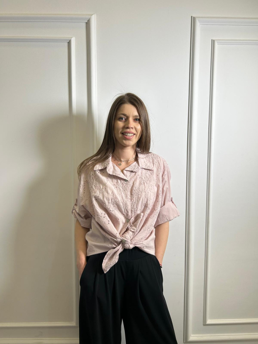 Camasa dama roz pudra perforata [3]