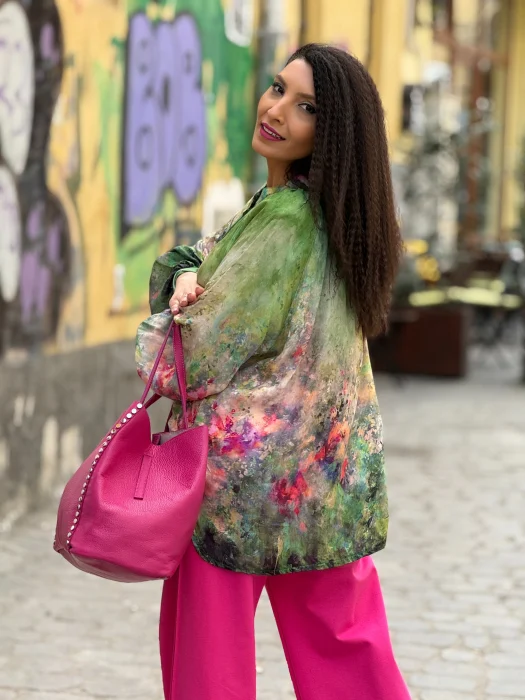 Camasa dama verde cu imprimeu picasso [3]