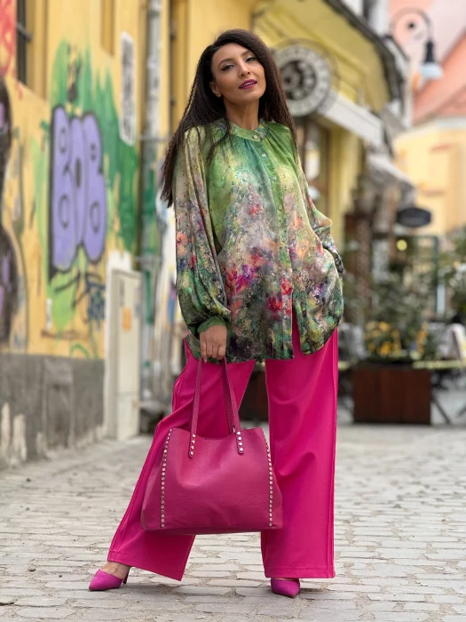 Camasa dama verde cu imprimeu picasso [2]