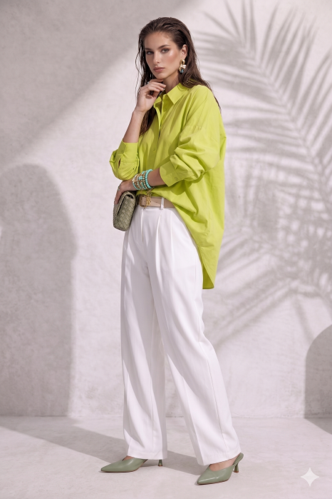 Camasa dama verde fistic din bumbac [3]