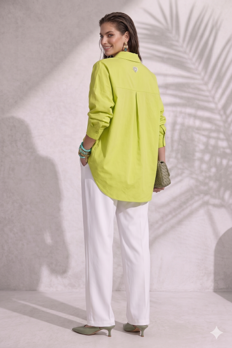 Camasa dama verde fistic din bumbac [4]
