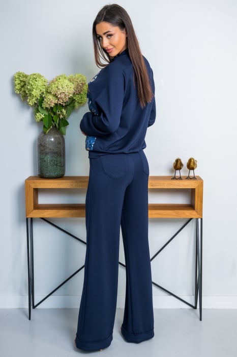Compleu dama bleumarin cu pantaloni evazati [2]