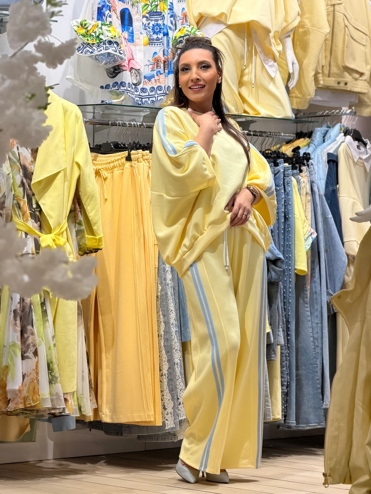 Compleu dama galben cu dungi albastre [5]