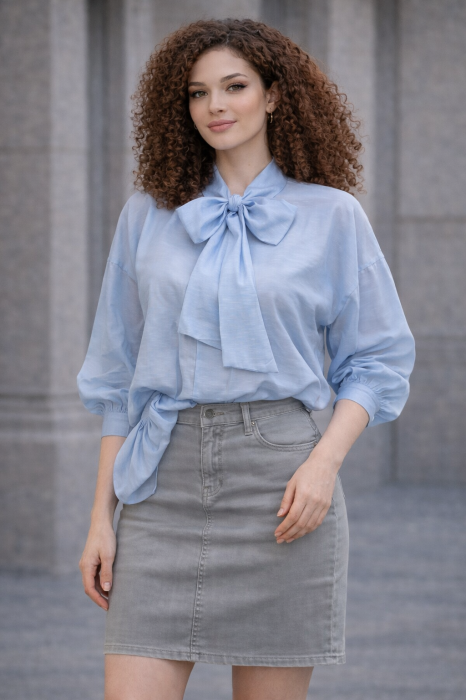 Fusta din denim cu doua fete si imprimeu vintage [3]