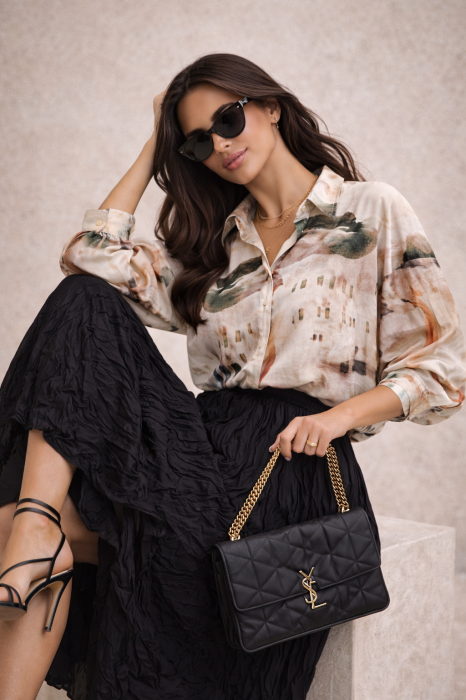 Fusta midi neagra creponata [4]