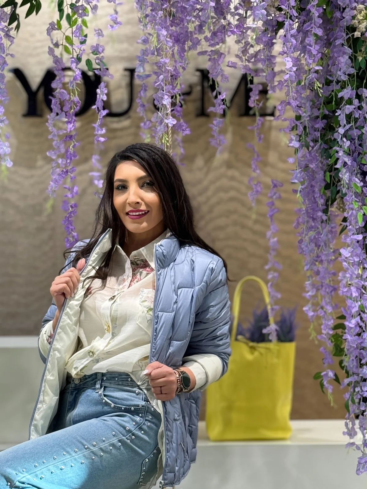 Geaca dama bleu matlasata cu guler [5]