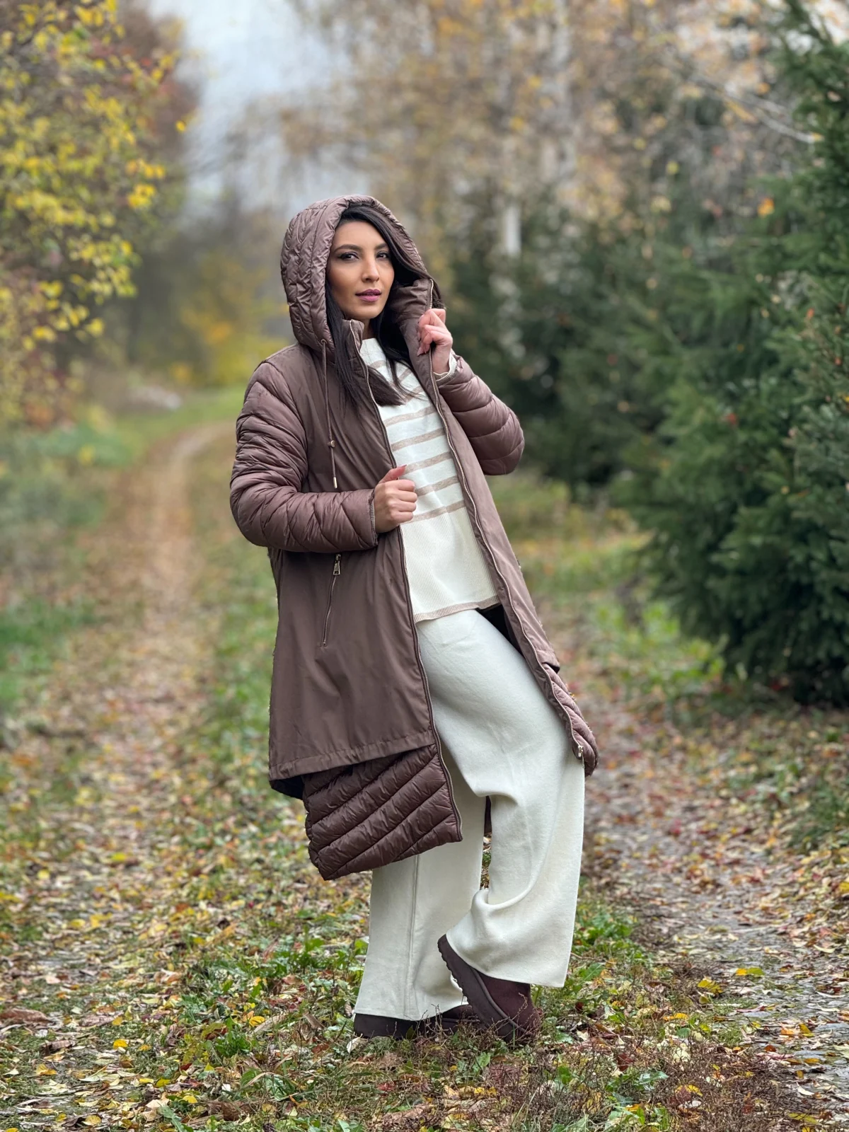 Geaca dama lunga maro cu glugă [2]