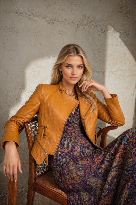 Geaca dama maro din piele ecologica [3]