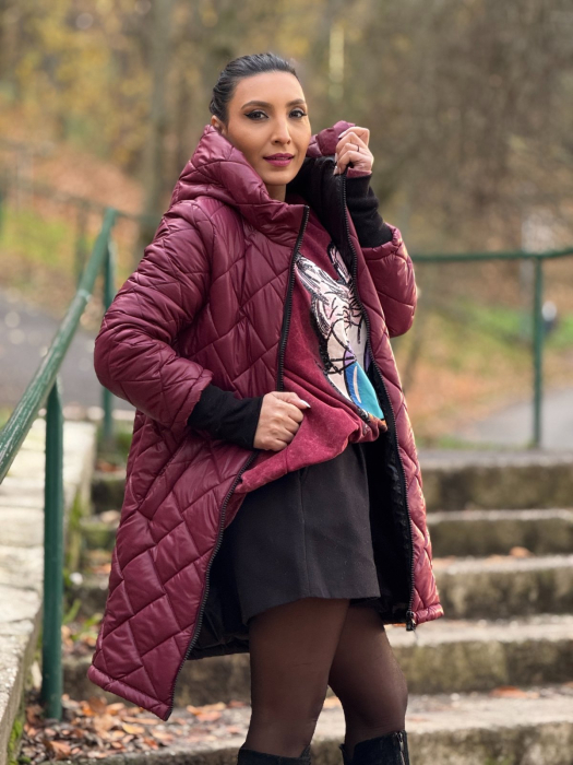 Geaca lunga bordo cu emblema [6]