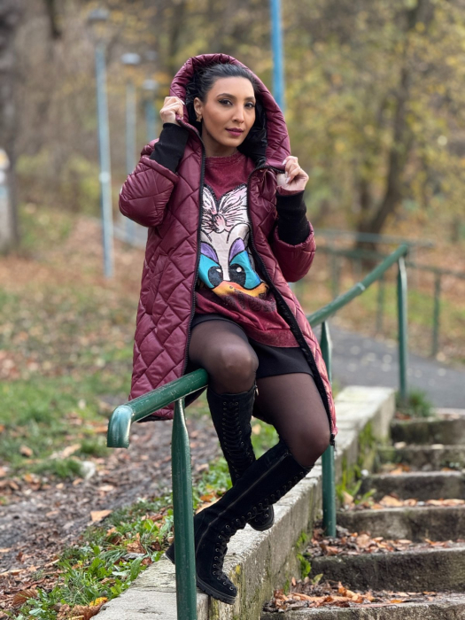 Geaca lunga bordo cu emblema [8]