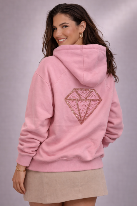 Hanorac dama roz pudrat cu snur auriu [5]