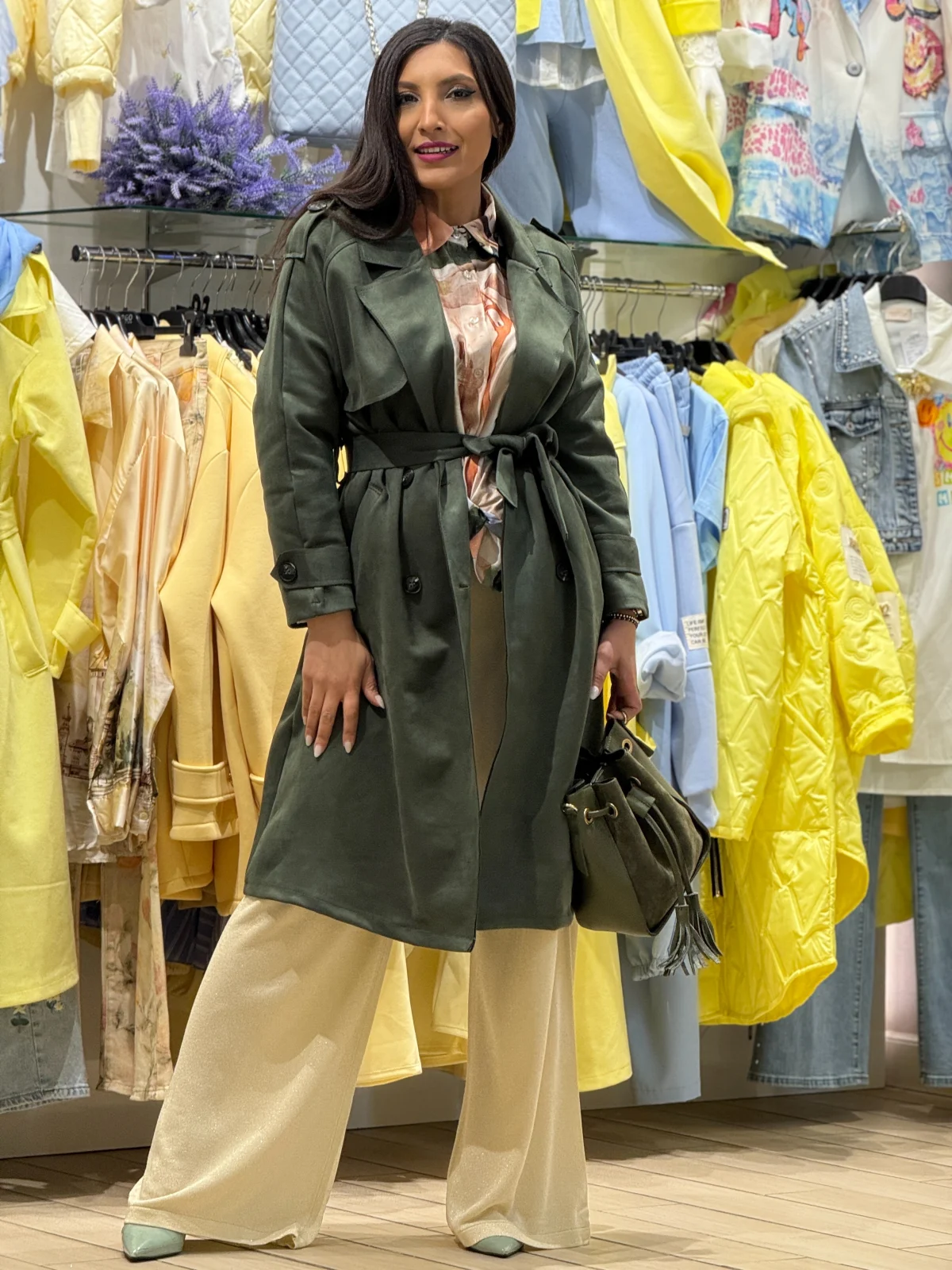 Jacheta dama eleganta kaki din piele intoarsa [2]