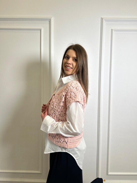 Jacheta dama roz tricotata [2]