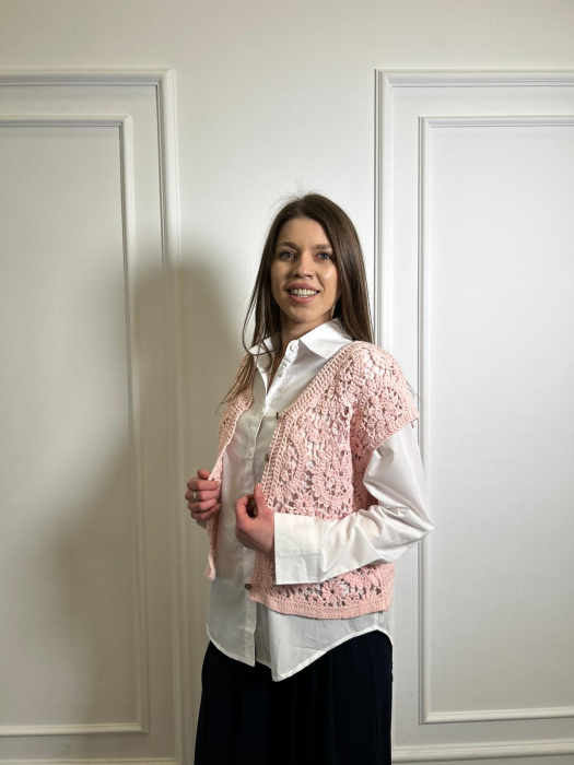 Jacheta dama roz tricotata [4]