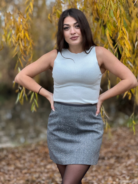 Maieu dama alb cu sclipici