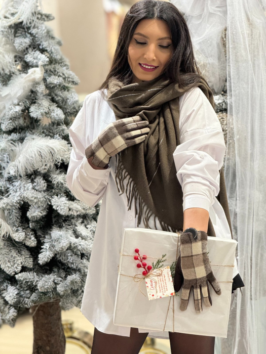 Manusi dama maro cu carouri si insertie tactila pentru ecrane [5]