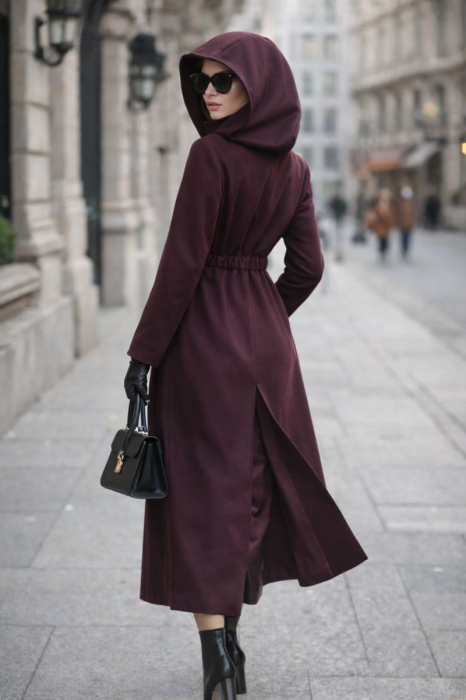 Palton dama bordo cu gloga [4]