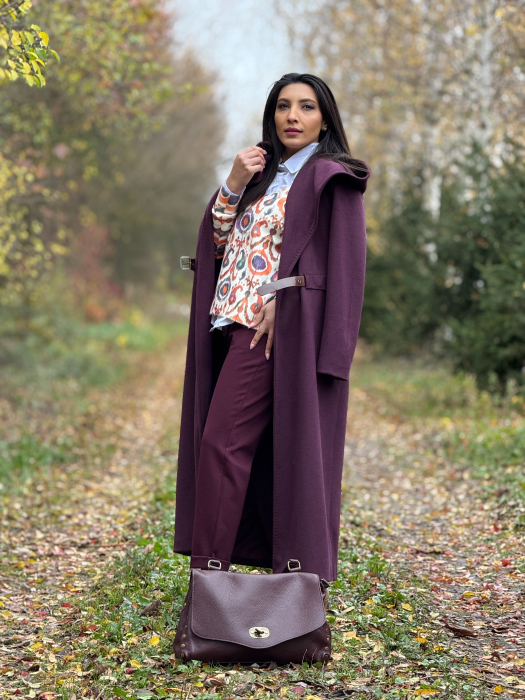 Palton dama bordo cu gloga [4]