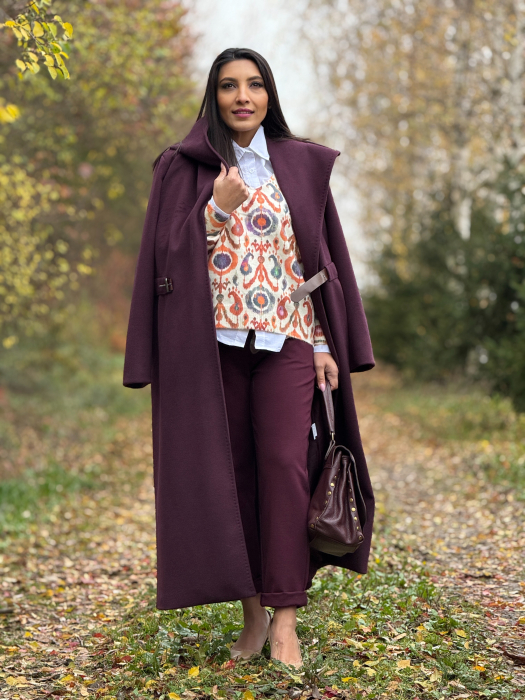 Palton dama bordo cu gloga [3]