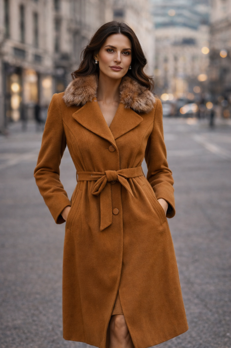 Palton dama elegant maro aramiu