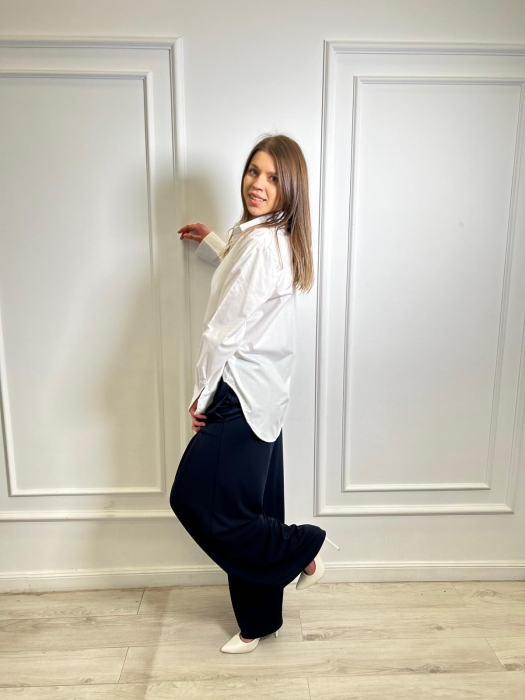 Pantalon dama bleumarin cu pliuri in fata [4]