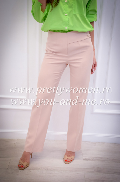Pantaloni bej eleganti cu nasturi pe lateral [2]